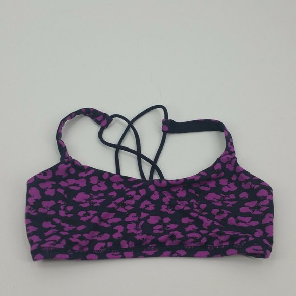 Lululemon Free To Be Sports Bra Cherry Cheetah Print Size 6 Purple Black Navy - Picture 6 of 11